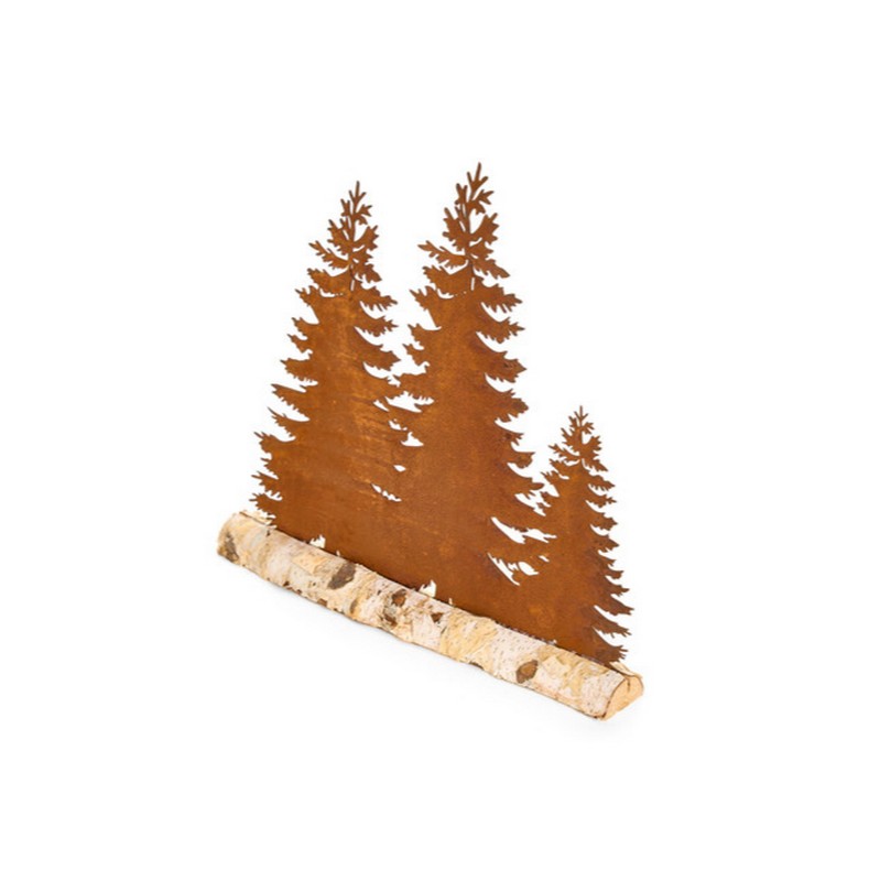 Decoro alberi in ferro effetto ruggine su base in legno, una perfetta idea regalo autunno o Natale